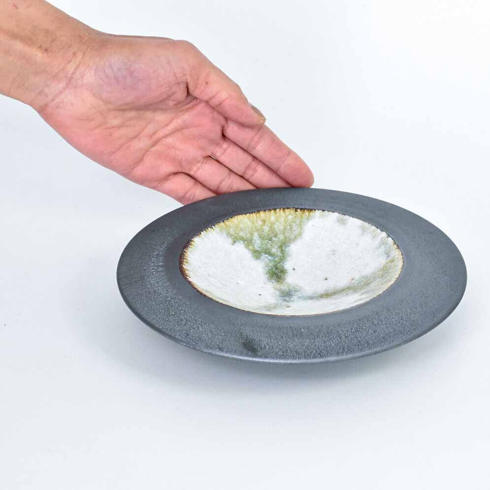 Mino Ware Green Crackle Glass Ash Plate | Japan