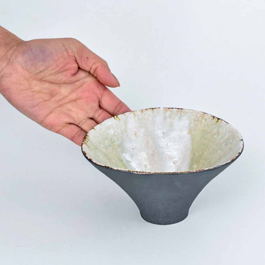 Mino Ware Green Crackle Glass Ash Bowl | Japan