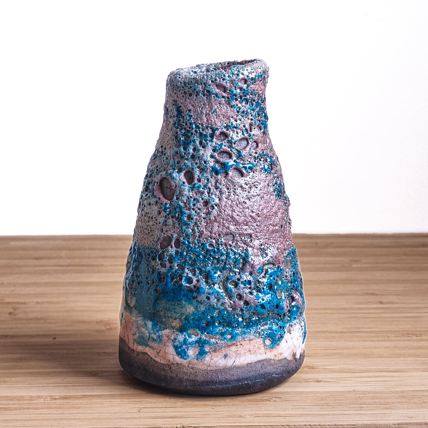 Raku Wood Fired Flower Vase