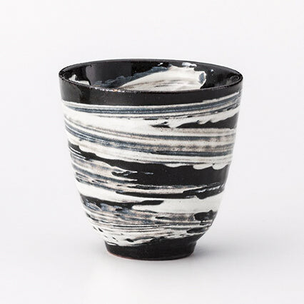 Tokiwa Black Glazed Brushstroke Tea Cup