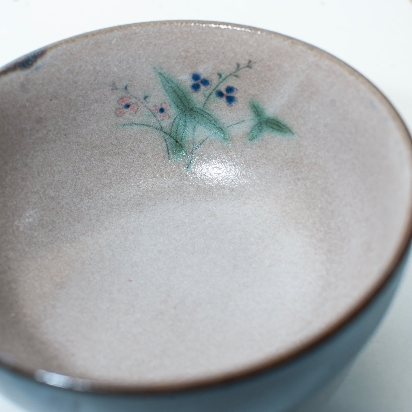 Blue Glazed Bowl with Flower Detail | Japan