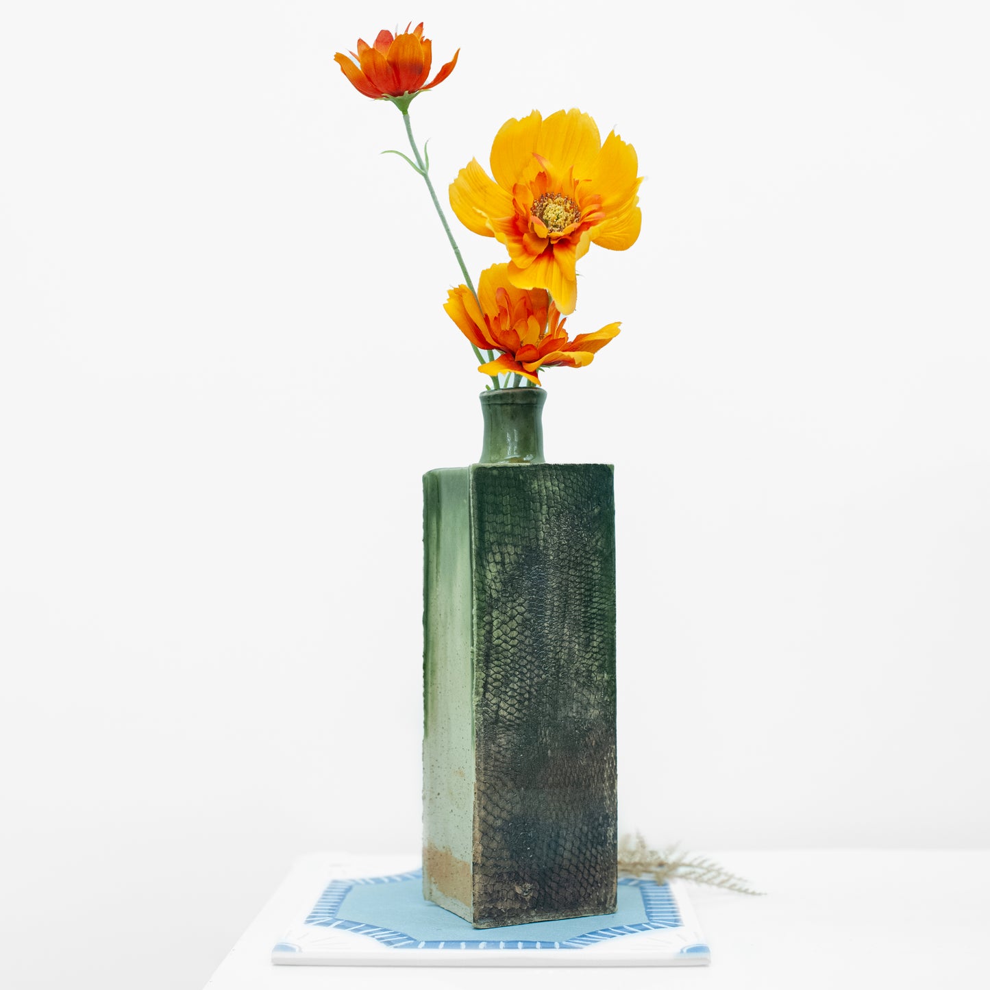 Green Alligator Skin Vase | Czech