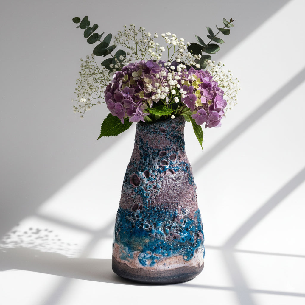 Raku Wood Fired Flower Vase