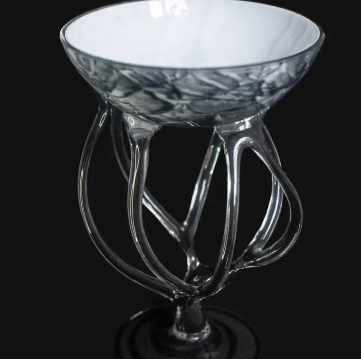 Hand Blown Glass Jellyfish Art Sculpture Bowl | Jozefine Krosno Mid Century, 1980's