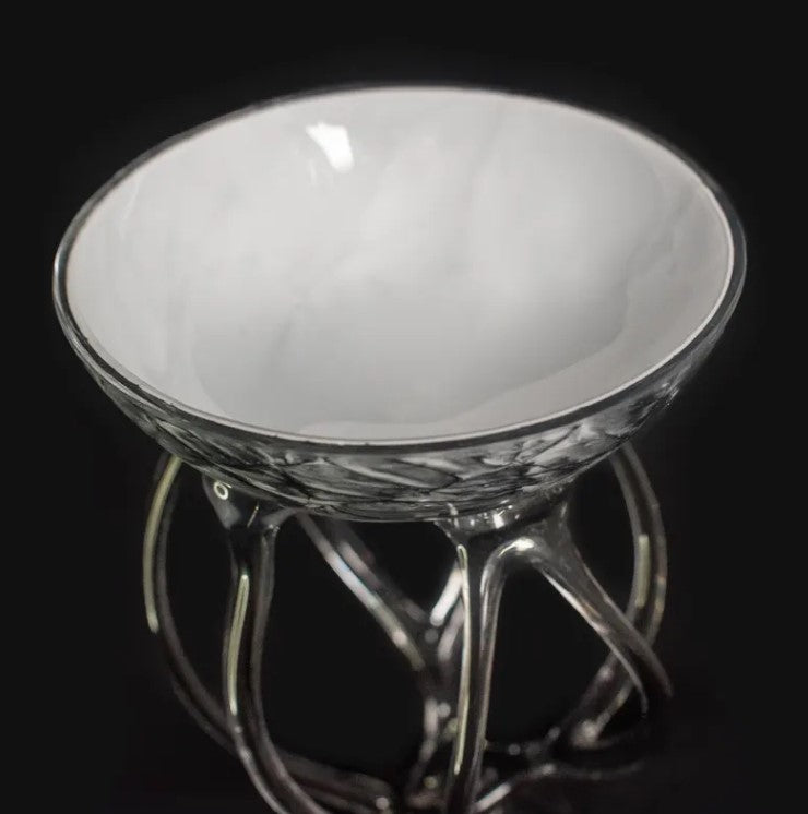 Hand Blown Glass Jellyfish Art Sculpture Bowl | Jozefine Krosno Mid Century, 1980's