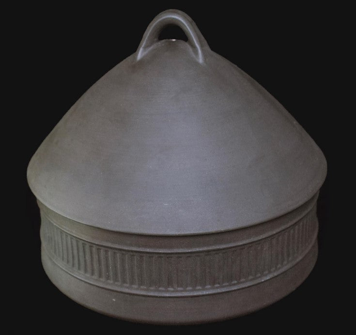 Large 8” Flamestone Fluted Oven Casserole Dish | Dansk J.H. Quistgaard Danish, Mid-Century 1960s