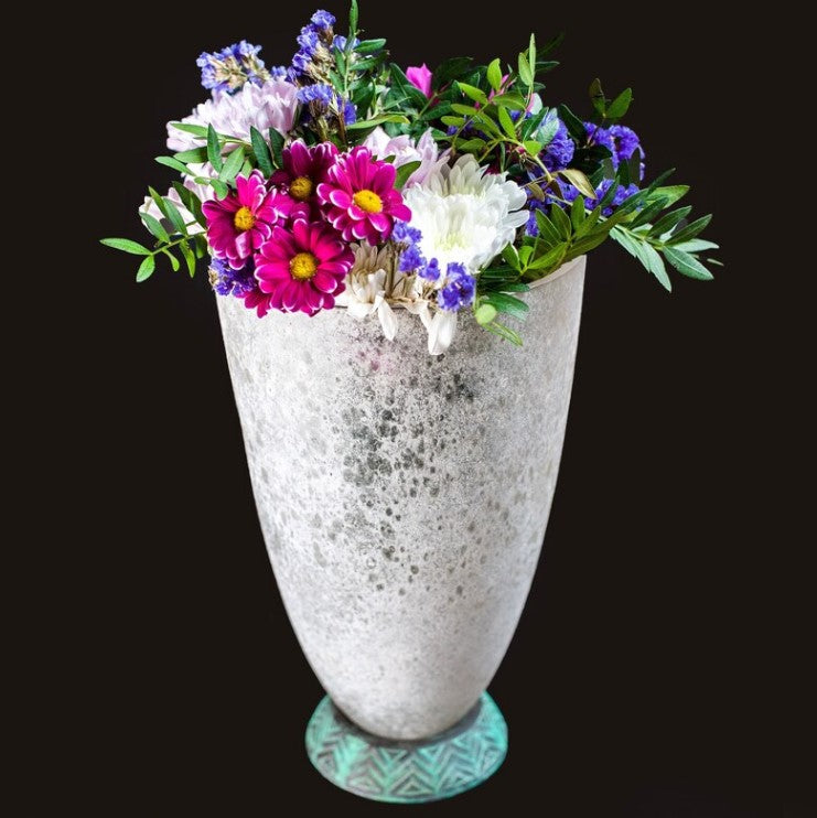 Rare Scavo Glass Vase with Verdisgris Bronze base | Art Deco