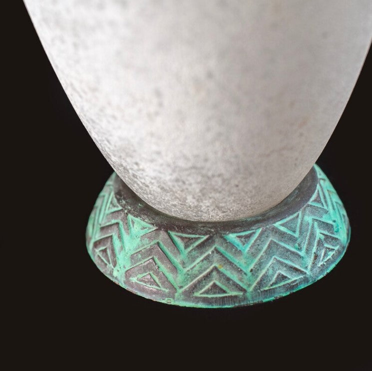 Rare Scavo Glass Vase with Verdisgris Bronze base | Art Deco