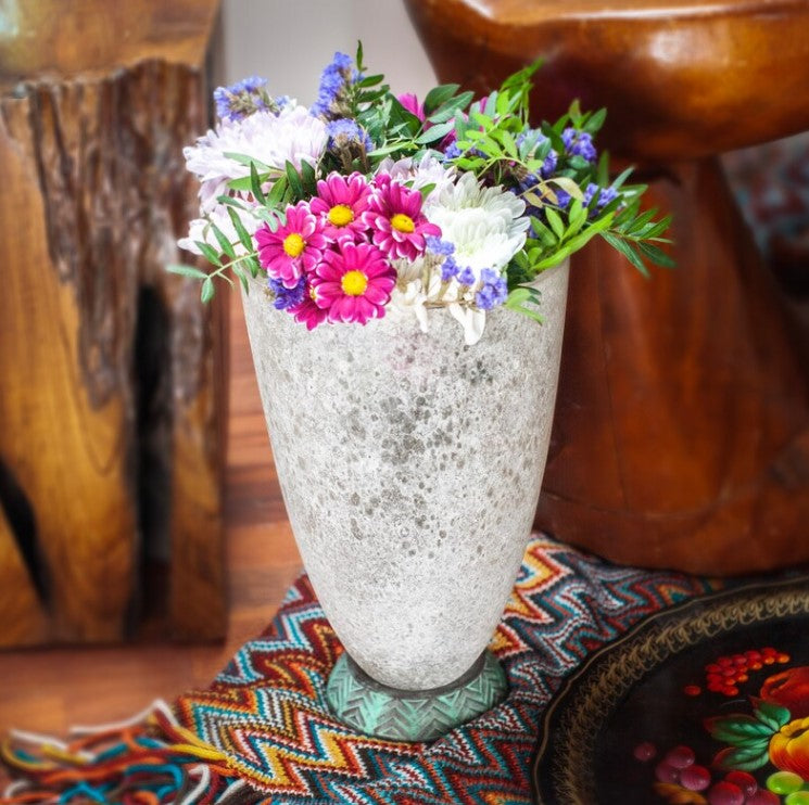 Rare Scavo Glass Vase with Verdisgris Bronze base | Art Deco