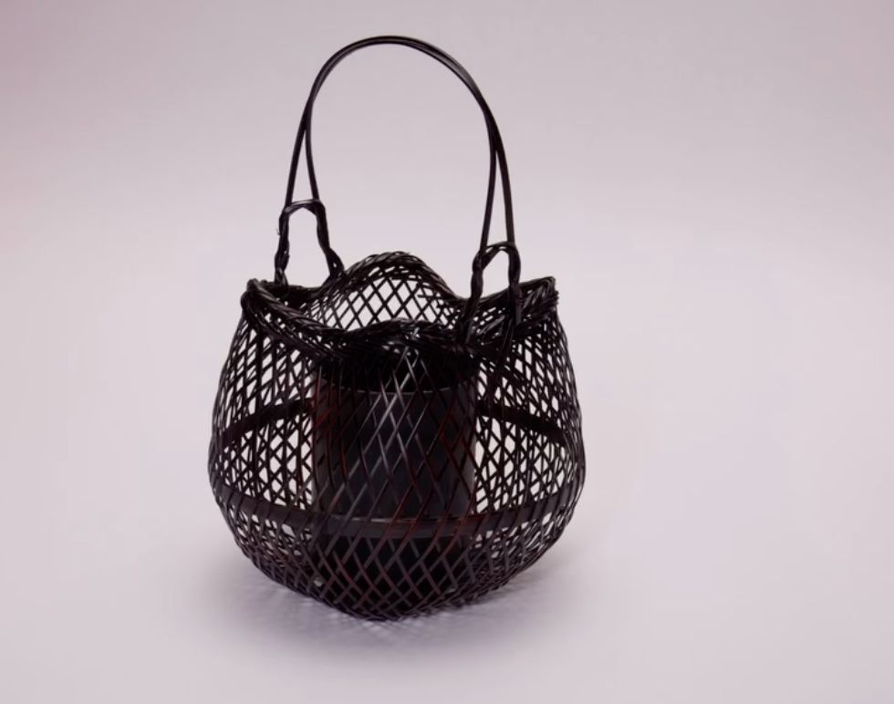 Japanese-designed Black Handcrafted Flower Basket