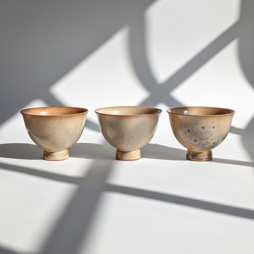 Orange Wood-Fired Porcelain Teacup | Natural Ash Glaze | Footed Cup | Anagama Kiln | One of a Kind