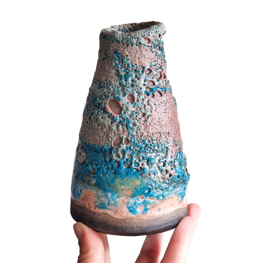 Raku Wood Fired Flower Vase