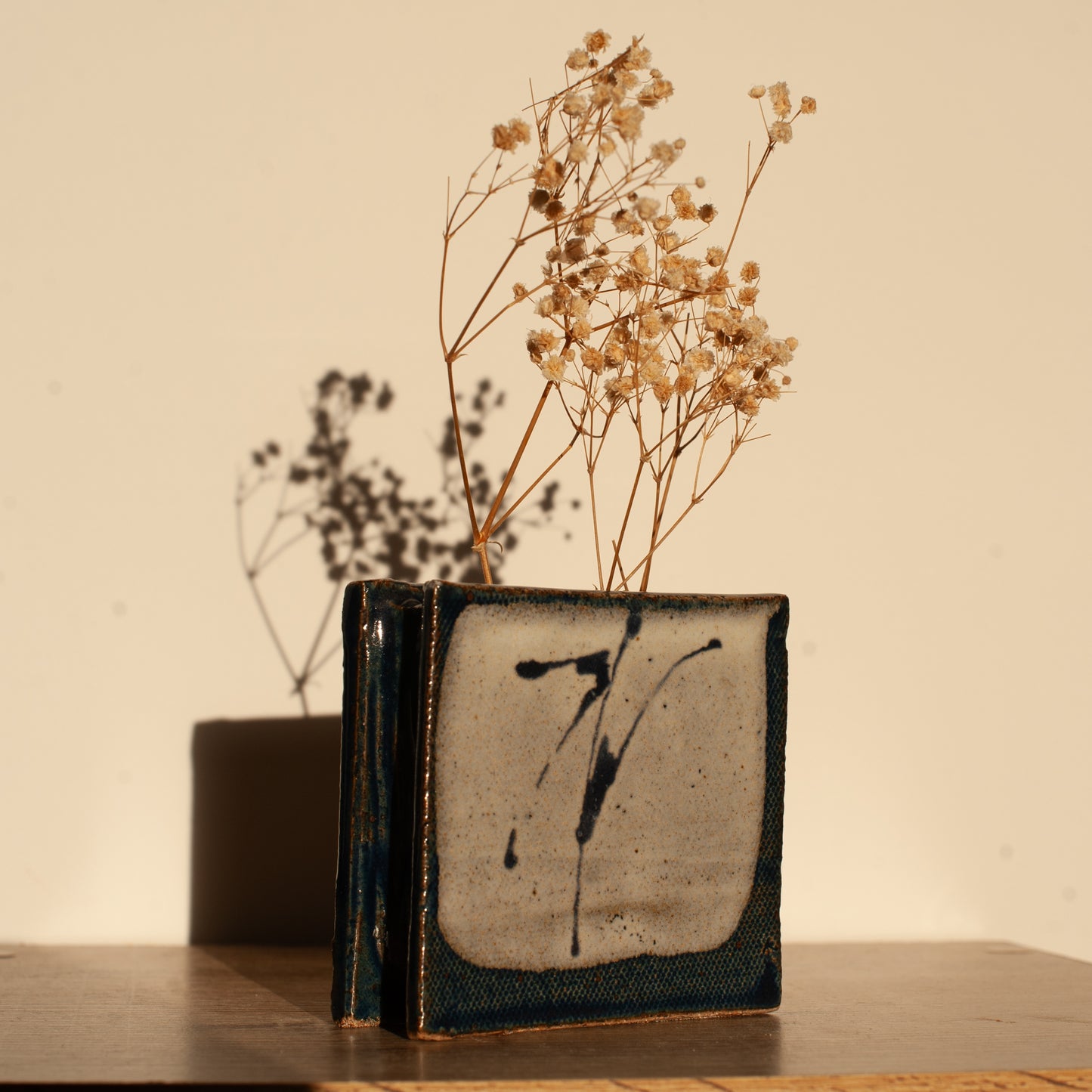 Blue Studio Pottery Calligraphy Vase [Signed]