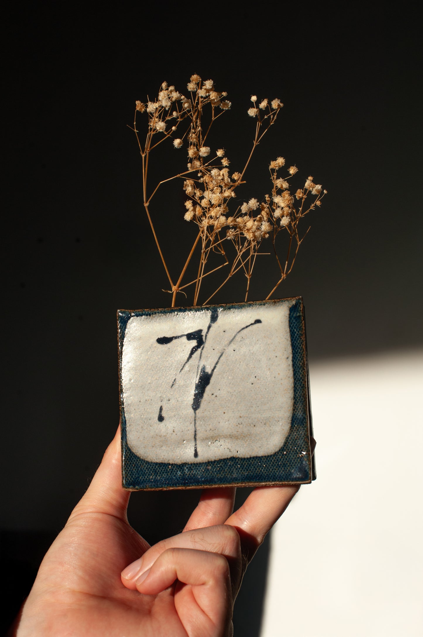 Blue Studio Pottery Calligraphy Vase [Signed]