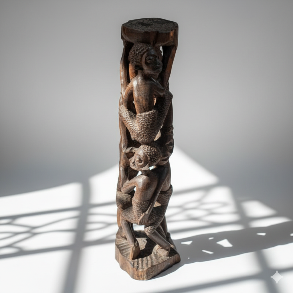 Rare Makonde Tree of Life Hand Carved Sculpture - African Family Tree, Folk Art