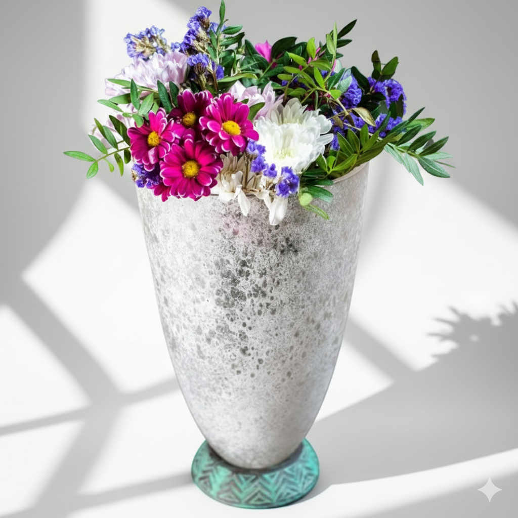 Rare Scavo Glass Vase with Verdisgris Bronze base | Art Deco