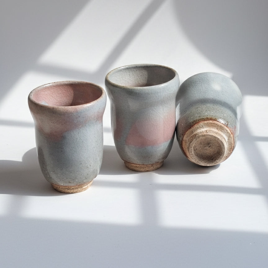 Vintage Pink Grey Gradient Long Tea Cup