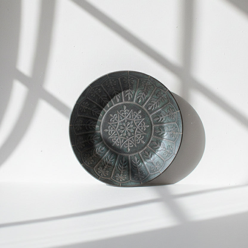 Mino Ware Geometric Ceramic Plate