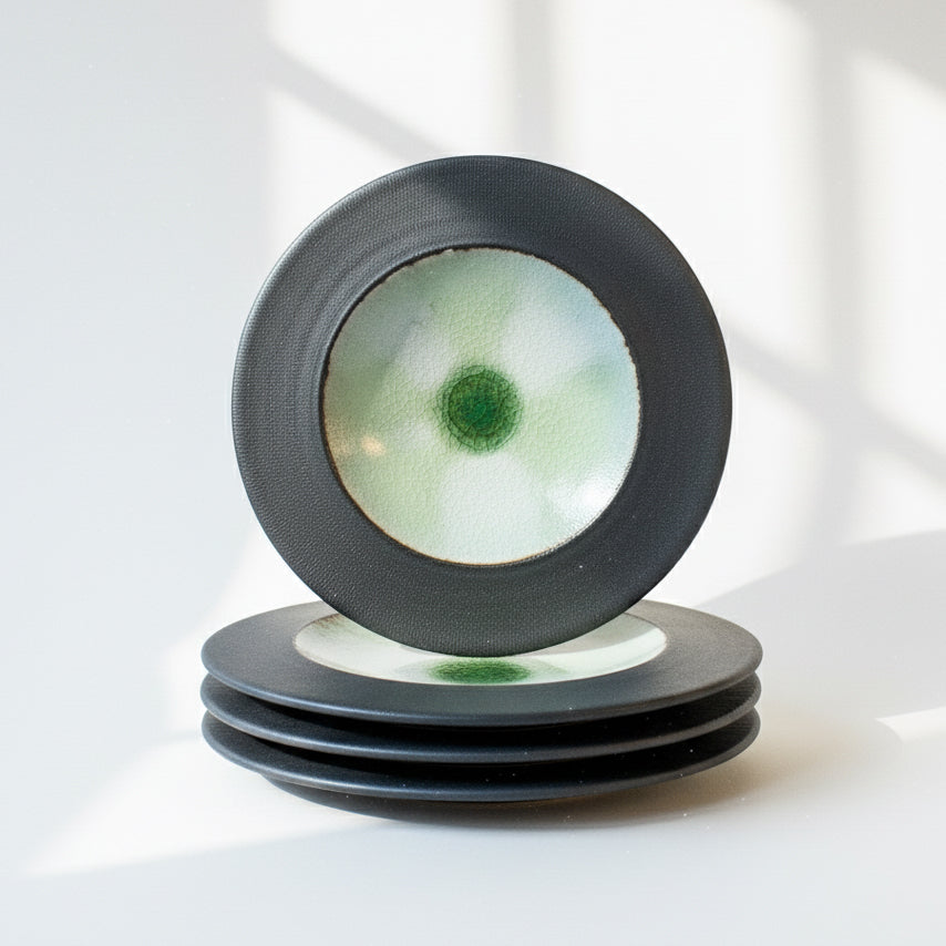 Mino Ware Green Crackle Glass Ash Plate | Japan