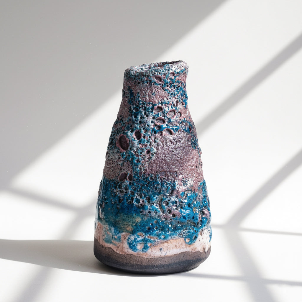 Raku Wood Fired Flower Vase