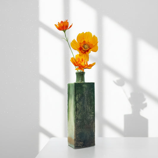 Green Alligator Skin Vase | Czech