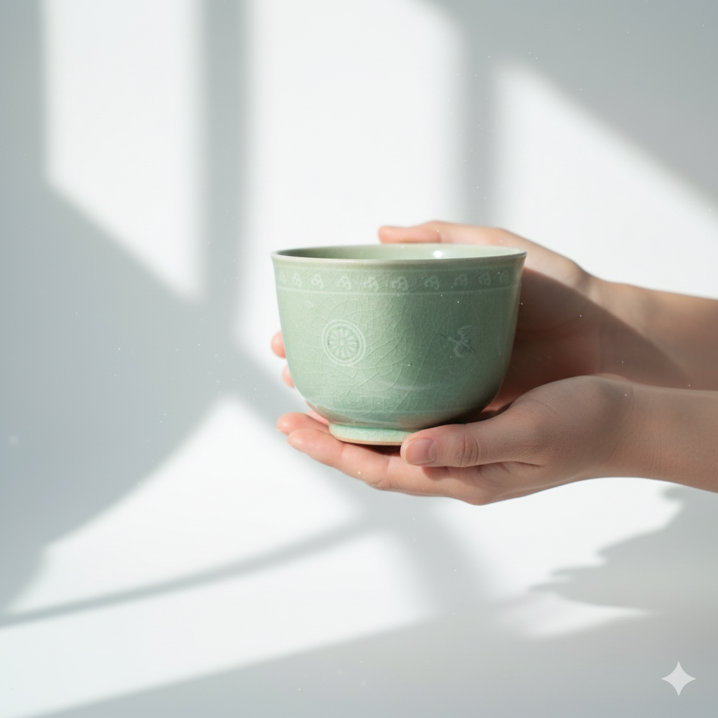 Porcelain Egret Green Celadon Bowl | Korea