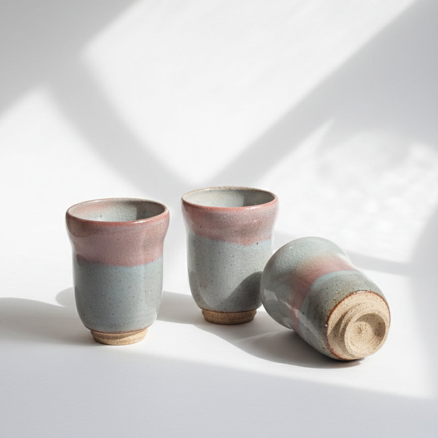 Vintage Pink Grey Gradient Long Tea Cup