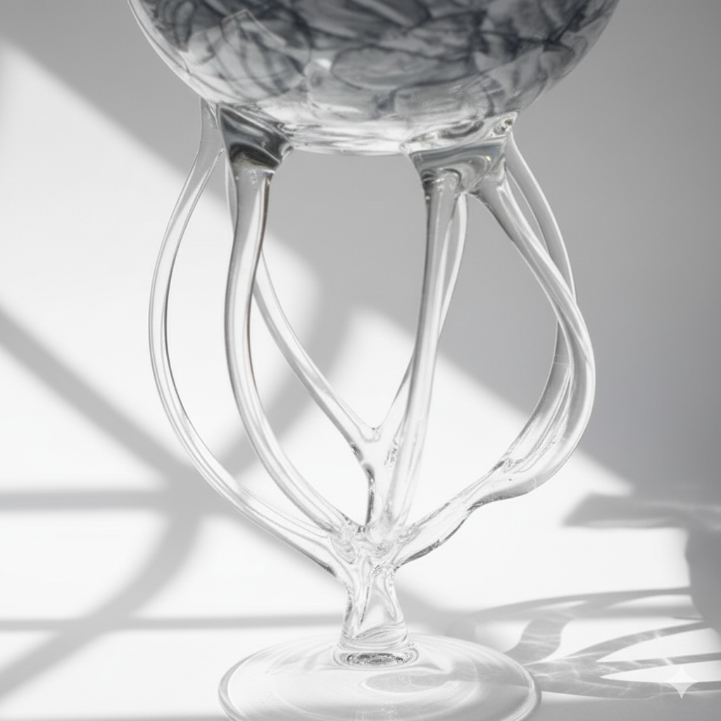 Hand Blown Glass Jellyfish Art Sculpture Bowl | Jozefine Krosno Mid Century, 1980's