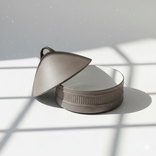 Large 8” Flamestone Fluted Oven Casserole Dish | Dansk J.H. Quistgaard Danish, Mid-Century 1960s