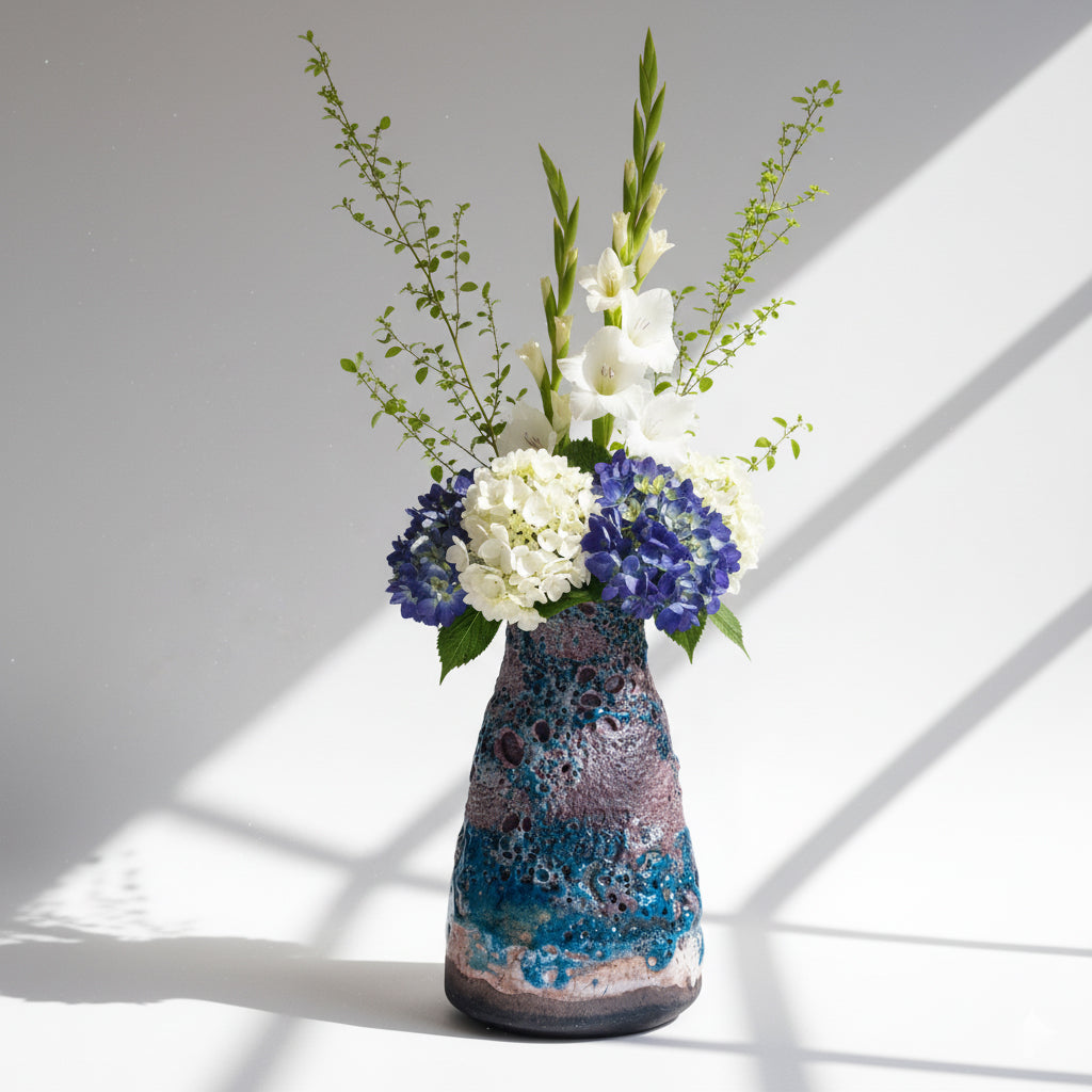Raku Wood Fired Flower Vase