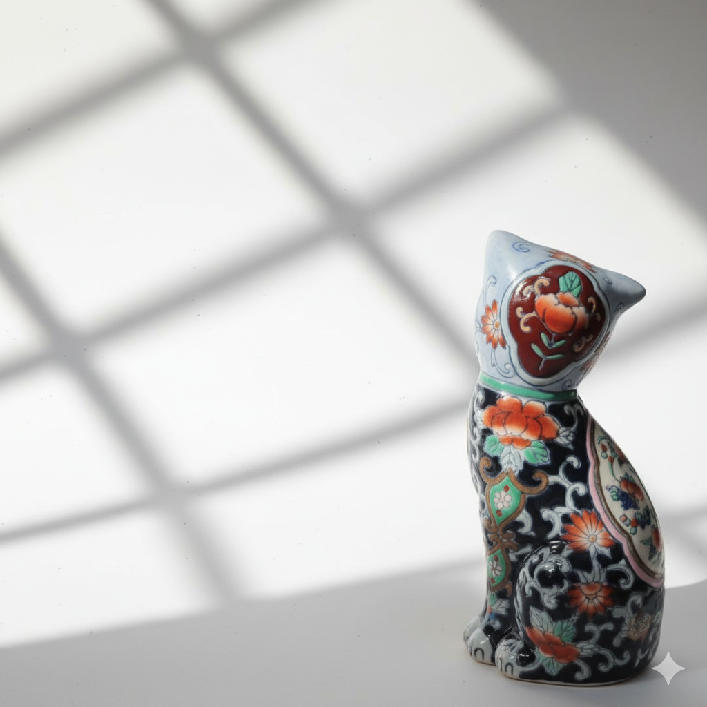 Set of 2 Imari Mantle Cat Figurines | Chinese, Mid 20th Century