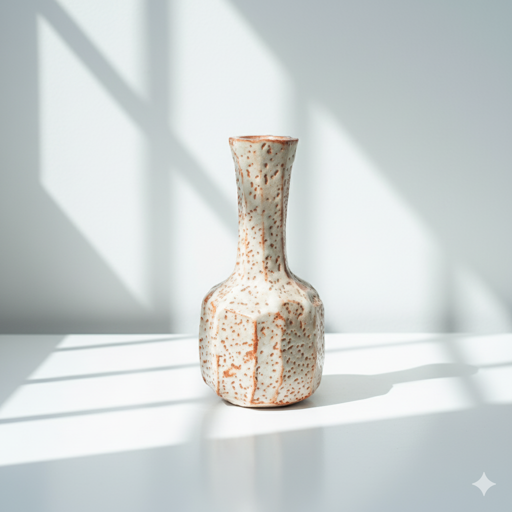 Shino Shunomi Japanese Mogusa Clay Splatter Glaze Vase | Japan