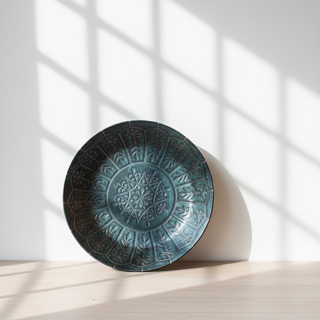 Mino Ware Geometric Ceramic Plate