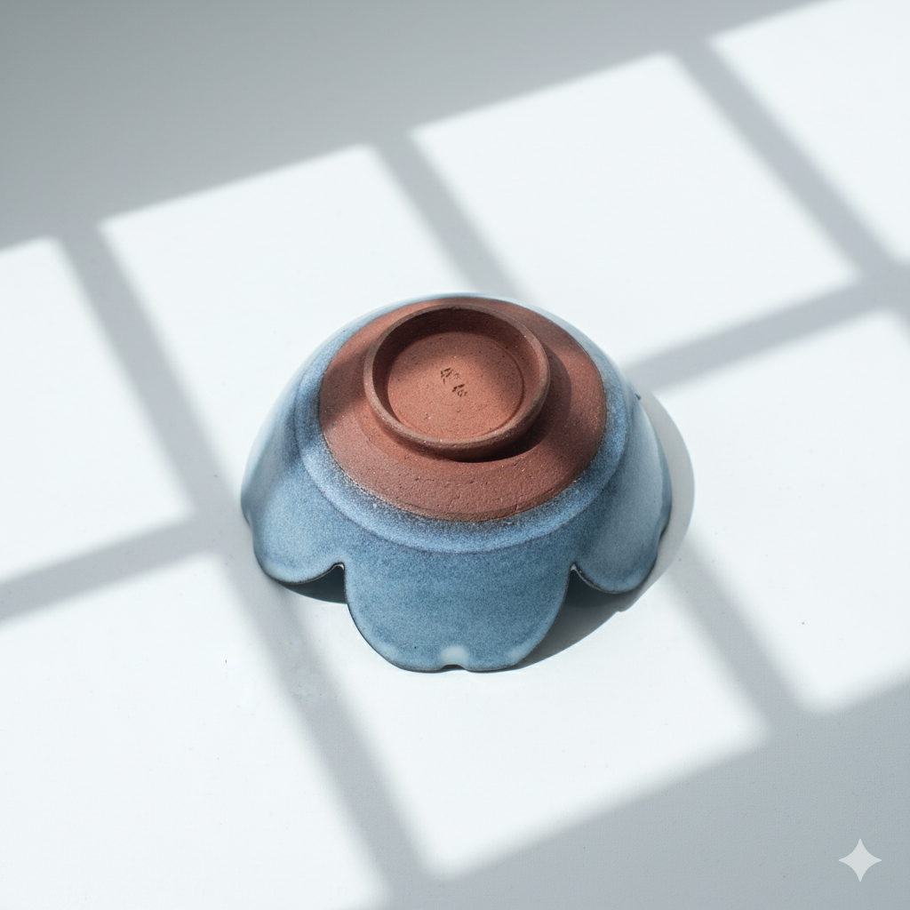 Blue Porcelain Lotus Flower Jewelry Dish/ Side Bowl