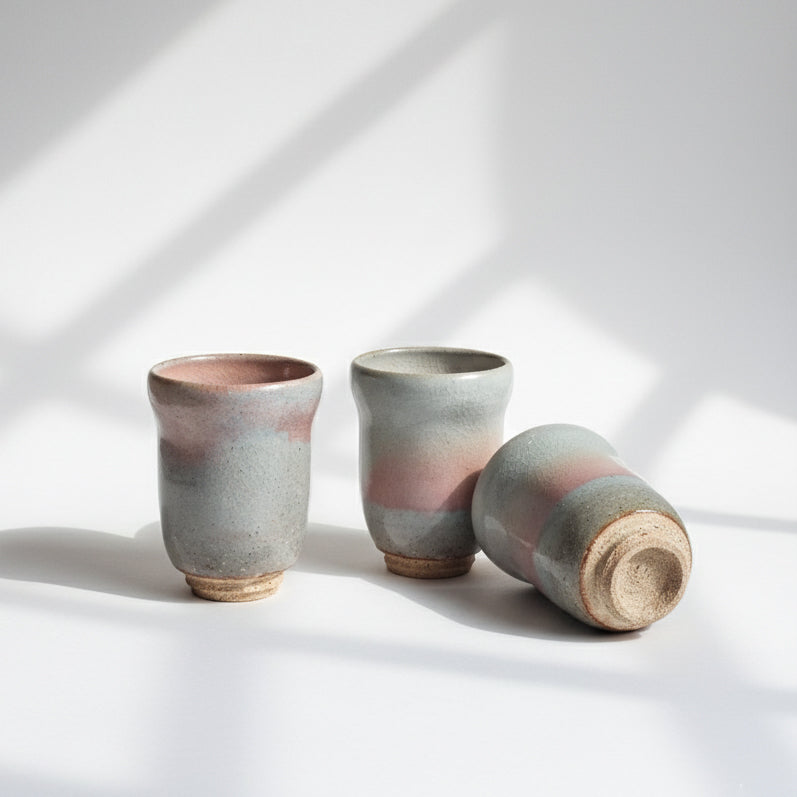 Vintage Pink Grey Gradient Long Tea Cup