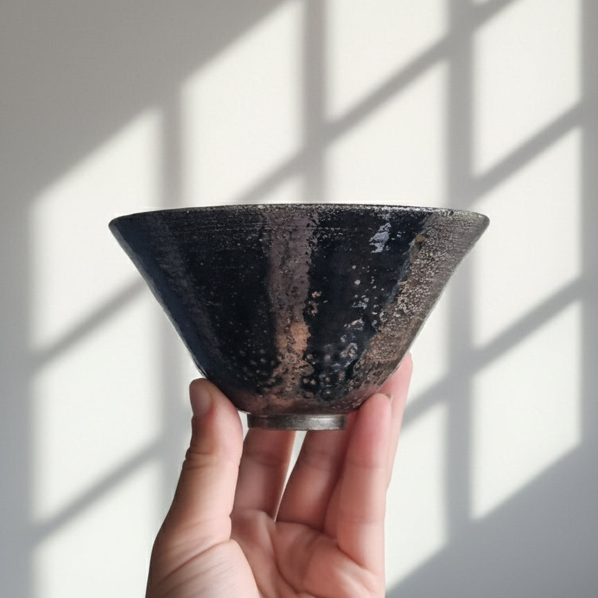 Raku Fired Black Tea Cup/ Side Bowl