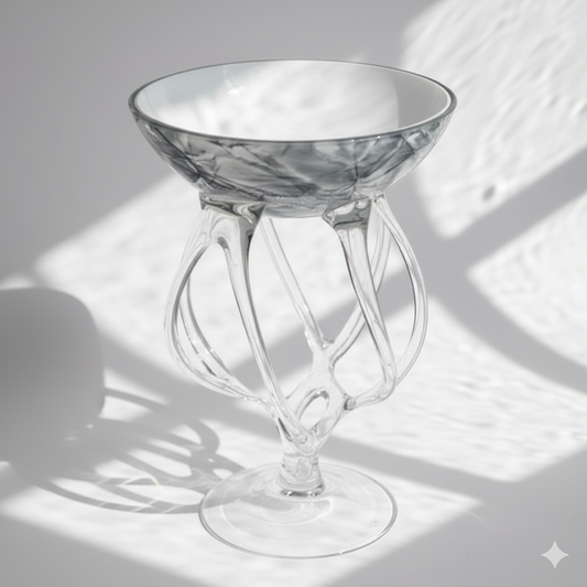 Hand Blown Glass Jellyfish Art Sculpture Bowl | Jozefine Krosno Mid Century, 1980's