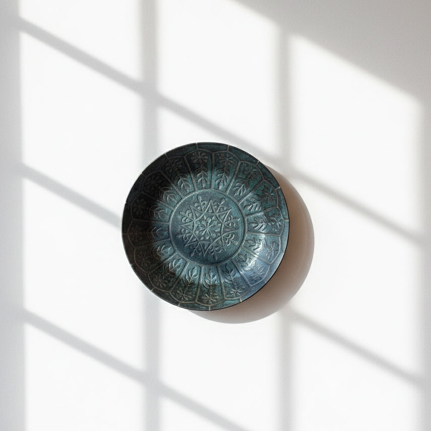 Mino Ware Geometric Ceramic Plate