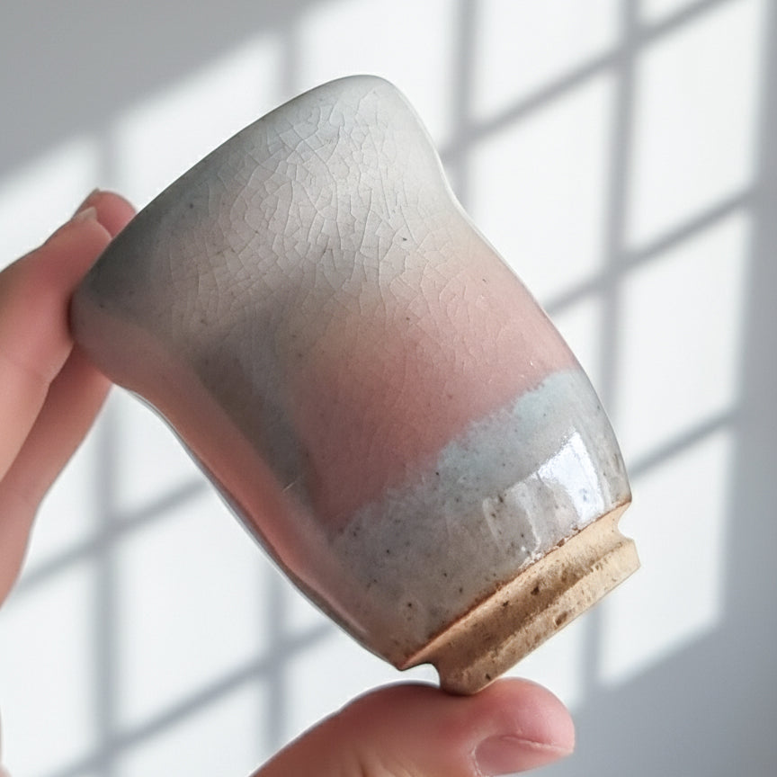 Vintage Pink Grey Gradient Long Tea Cup