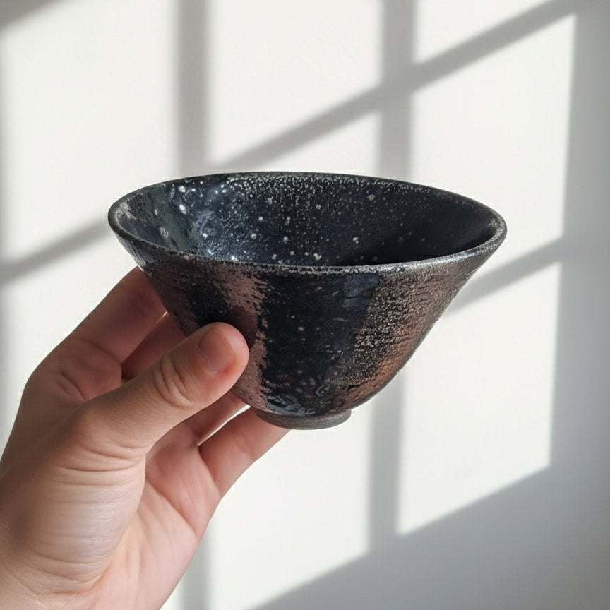 Raku Fired Black Tea Cup/ Side Bowl