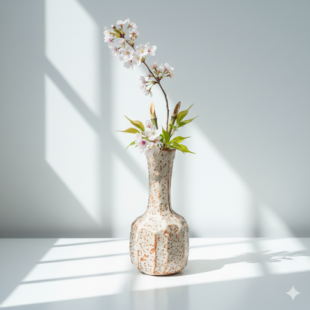 Shino Shunomi Japanese Mogusa Clay Splatter Glaze Vase | Japan