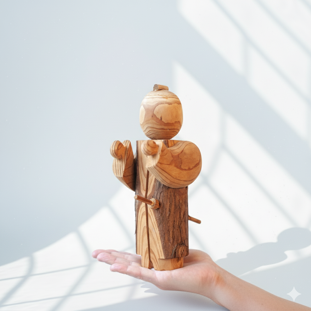 Wood Carved Samurai Figure | Japan