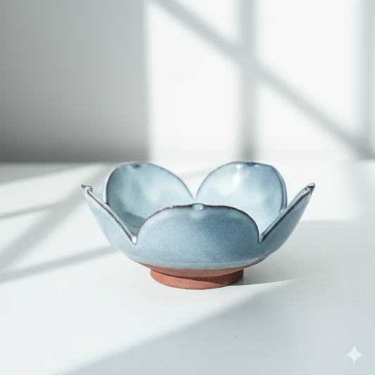 Blue Porcelain Lotus Flower Jewelry Dish/ Side Bowl