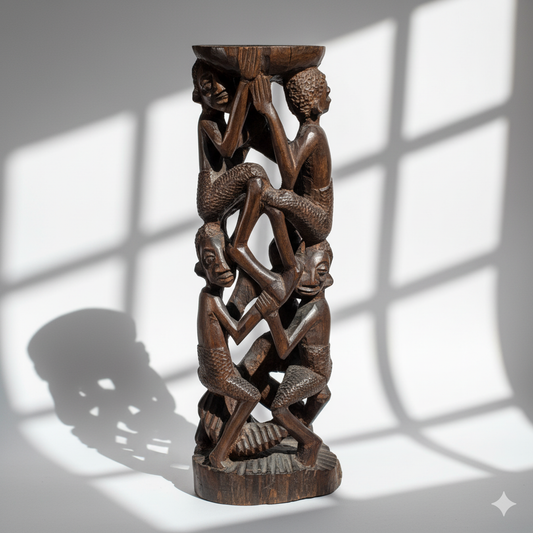 Rare Makonde Tree of Life Hand Carved Sculpture - African Family Tree, Folk Art