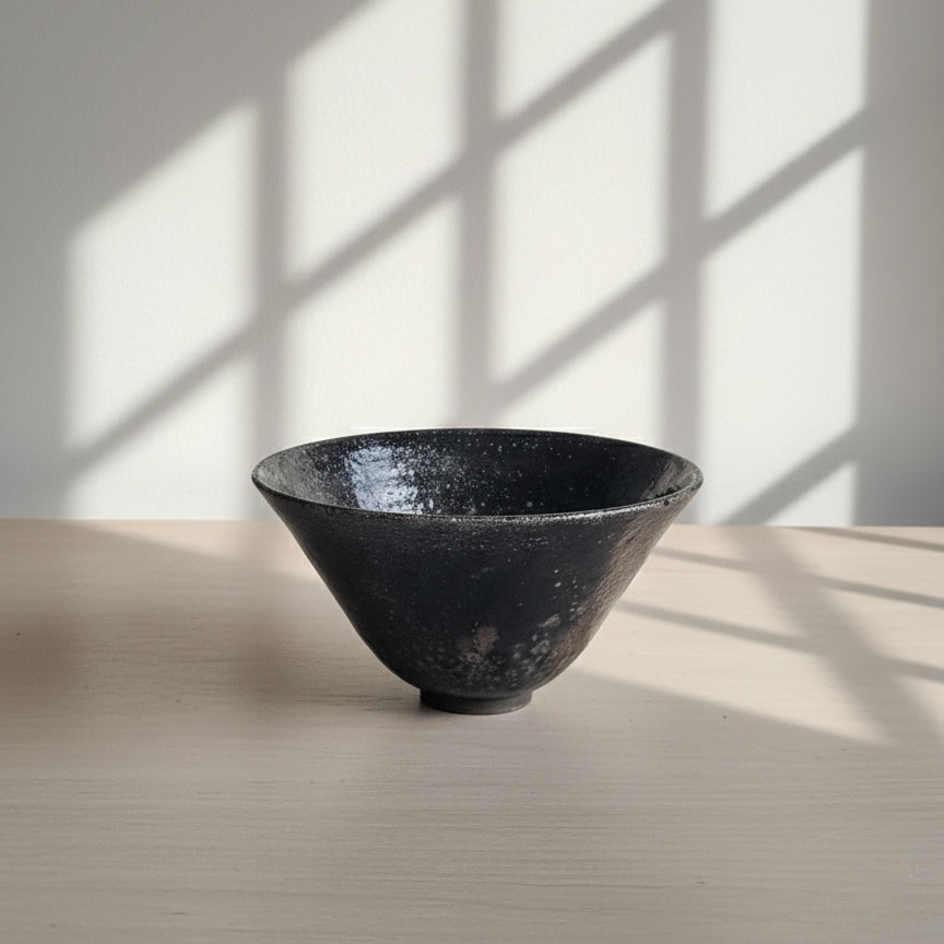 Raku Fired Black Tea Cup/ Side Bowl