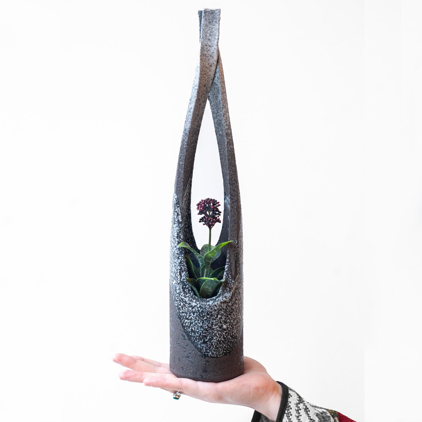 Japanese Shagaraki-ware Wabi Sabi Flower Vase