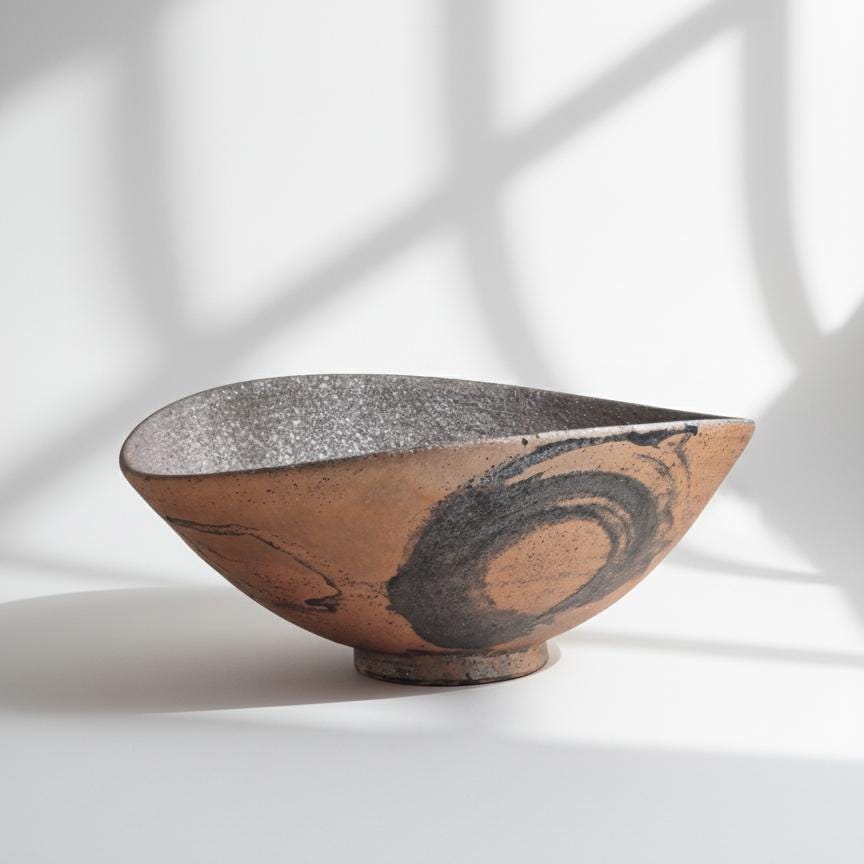 Japanese Golden Brown Shigaraki-ware Enso Brushed Bowl
