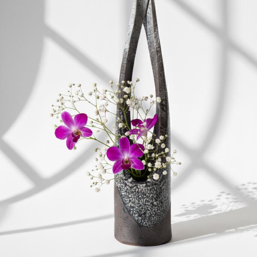 Japanese Shagaraki-ware Wabi Sabi Flower Vase
