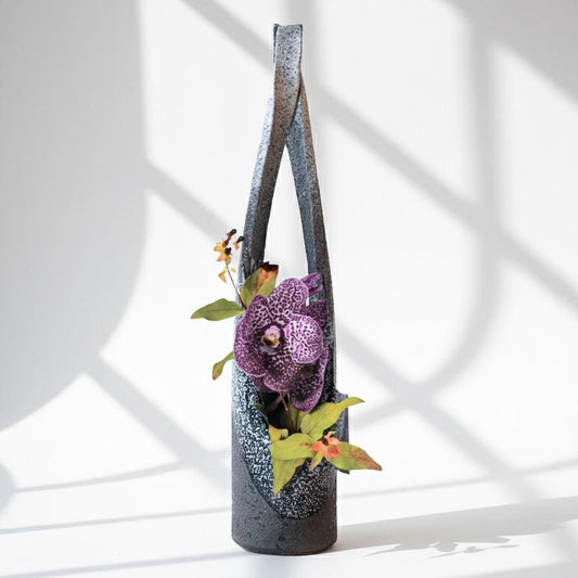 Japanese Shagaraki-ware Wabi Sabi Flower Vase