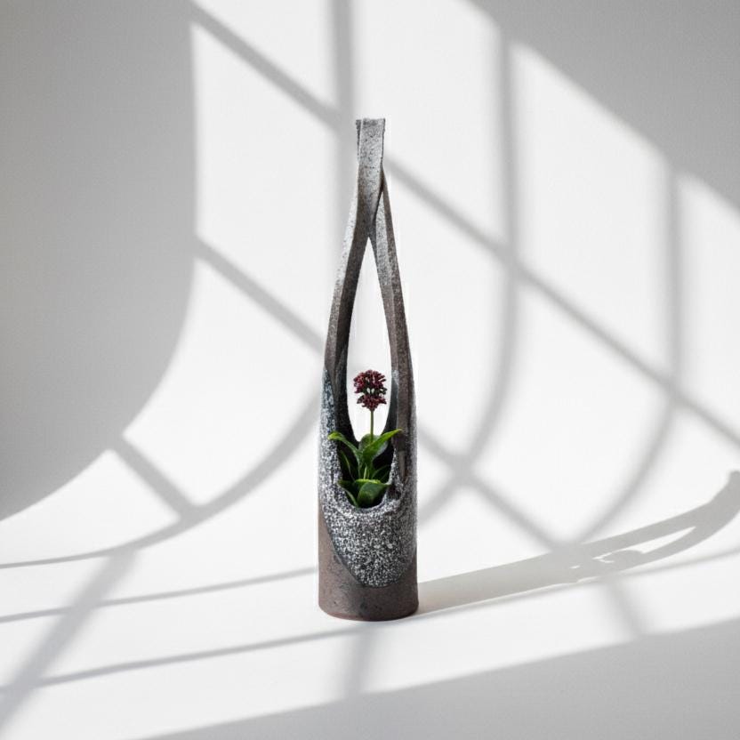 Japanese Shagaraki-ware Wabi Sabi Flower Vase